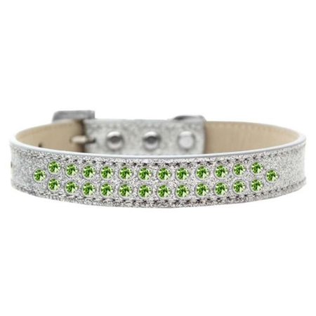 UNCONDITIONAL LOVE Two Row Lime Green Crystal Dog CollarSilver Ice Cream Size 20 UN784083